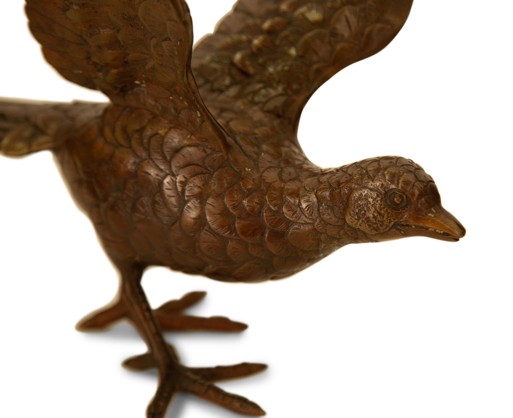 A Pair of Patinated Bronze Figures of Pheasants — 20th Century