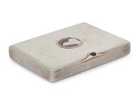 A Russian Enameled Coin-Inset Silver Cigarette Case