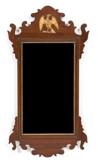 Two Federal Style Carved Wood and Gilt Mirrors Height of largest 31 1/2 x width 17 1/2 inches. — 20TH CENTURY