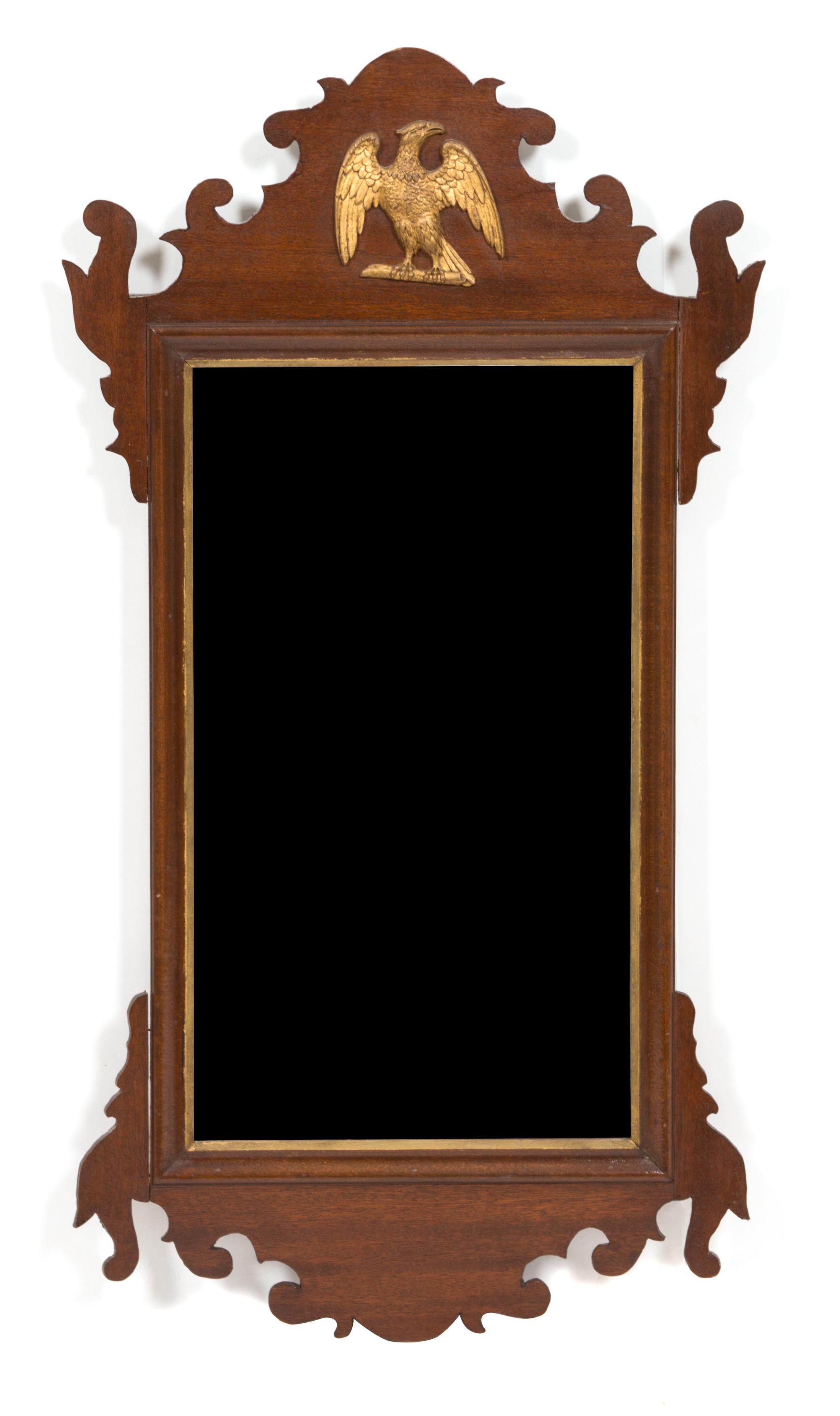 Two Federal Style Carved Wood and Gilt Mirrors Height of largest 31 1/2 x width 17 1/2 inches. — 20TH CENTURY