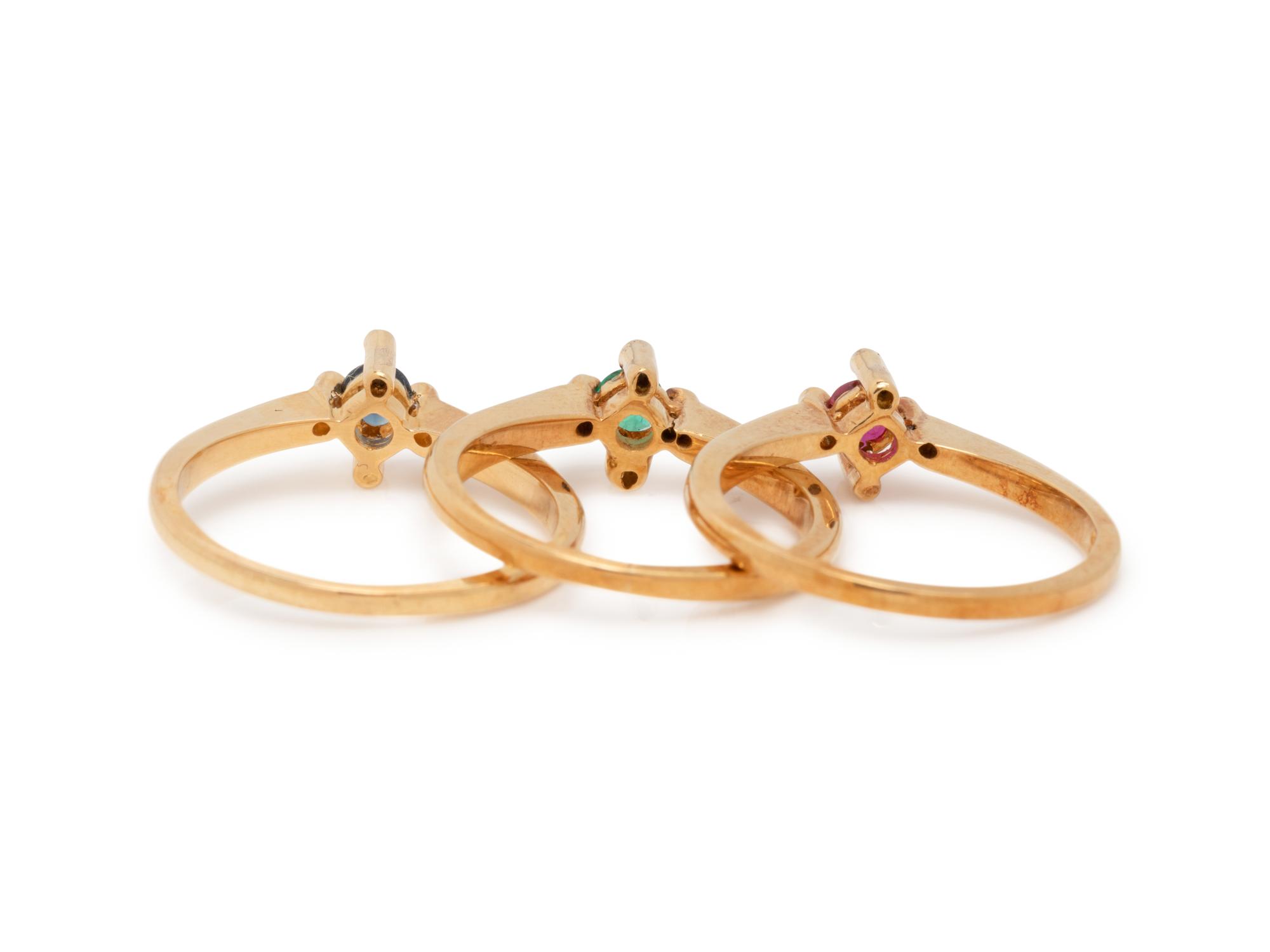 GEMSTONE AND DIAMOND RING SET