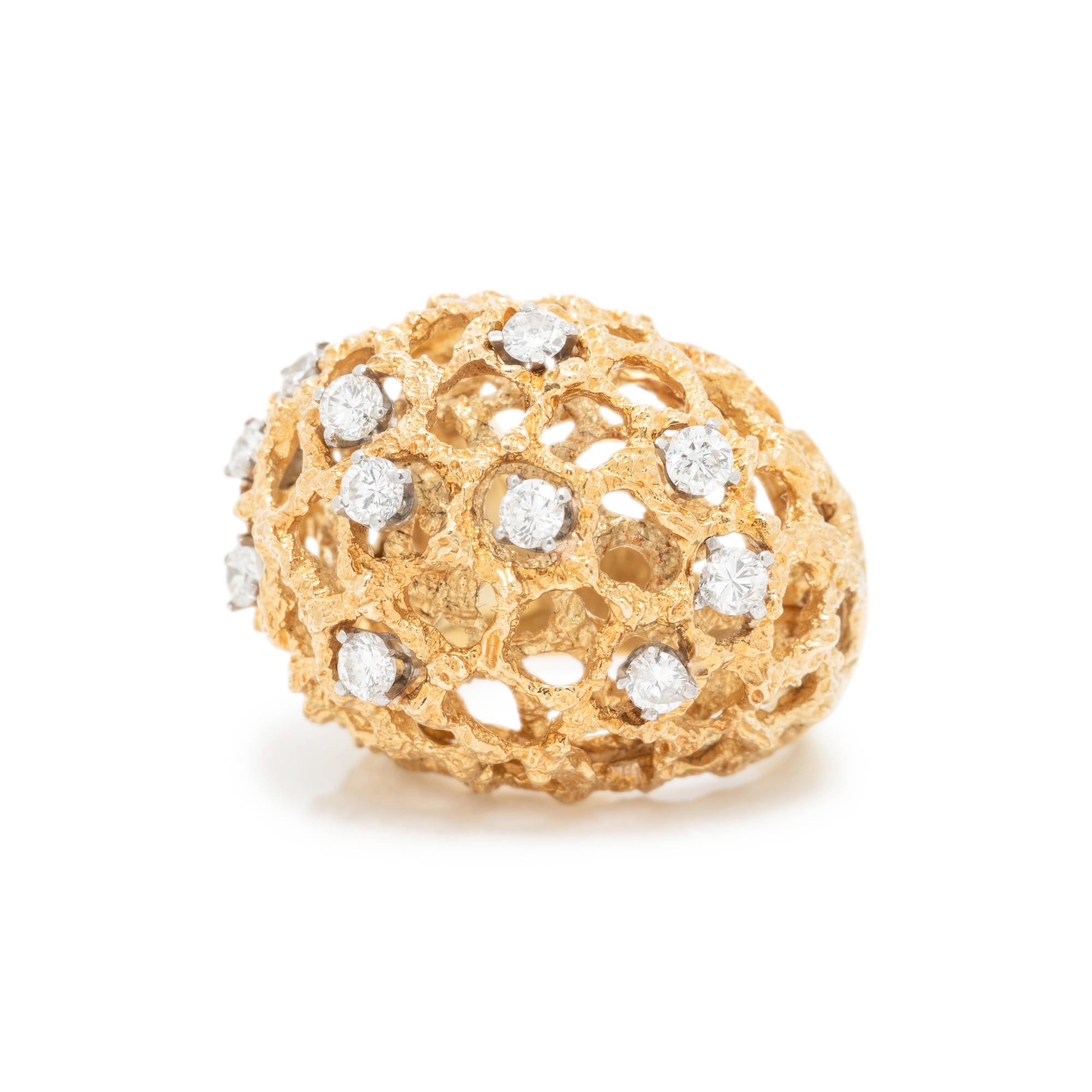 YELLOW GOLD AND DIAMOND BOMBÉ RING