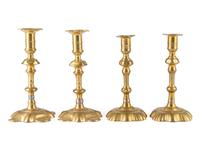 Two Pairs of English Brass Candlesticks