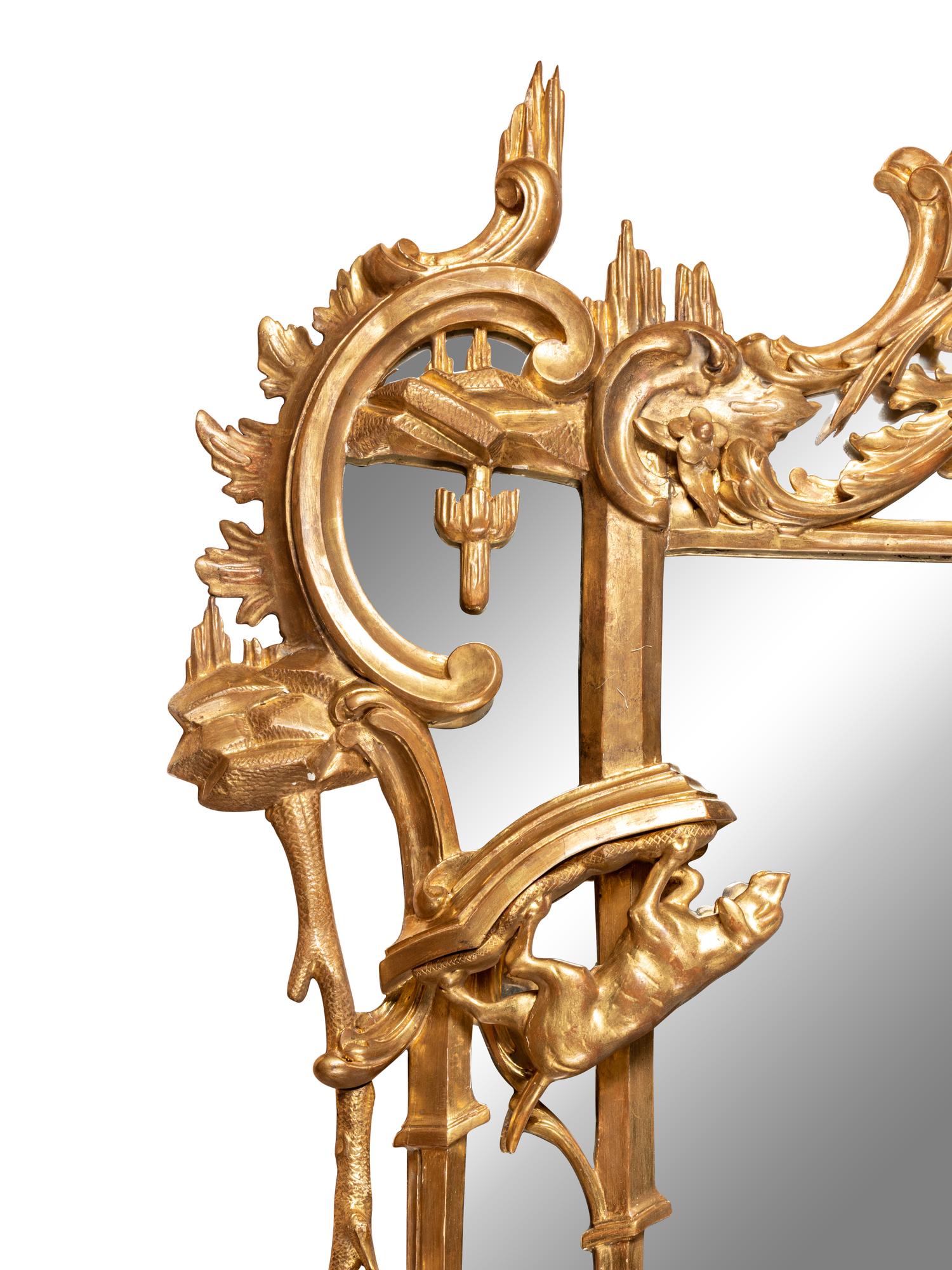 A Chinese Chippendale Giltwood Mirror