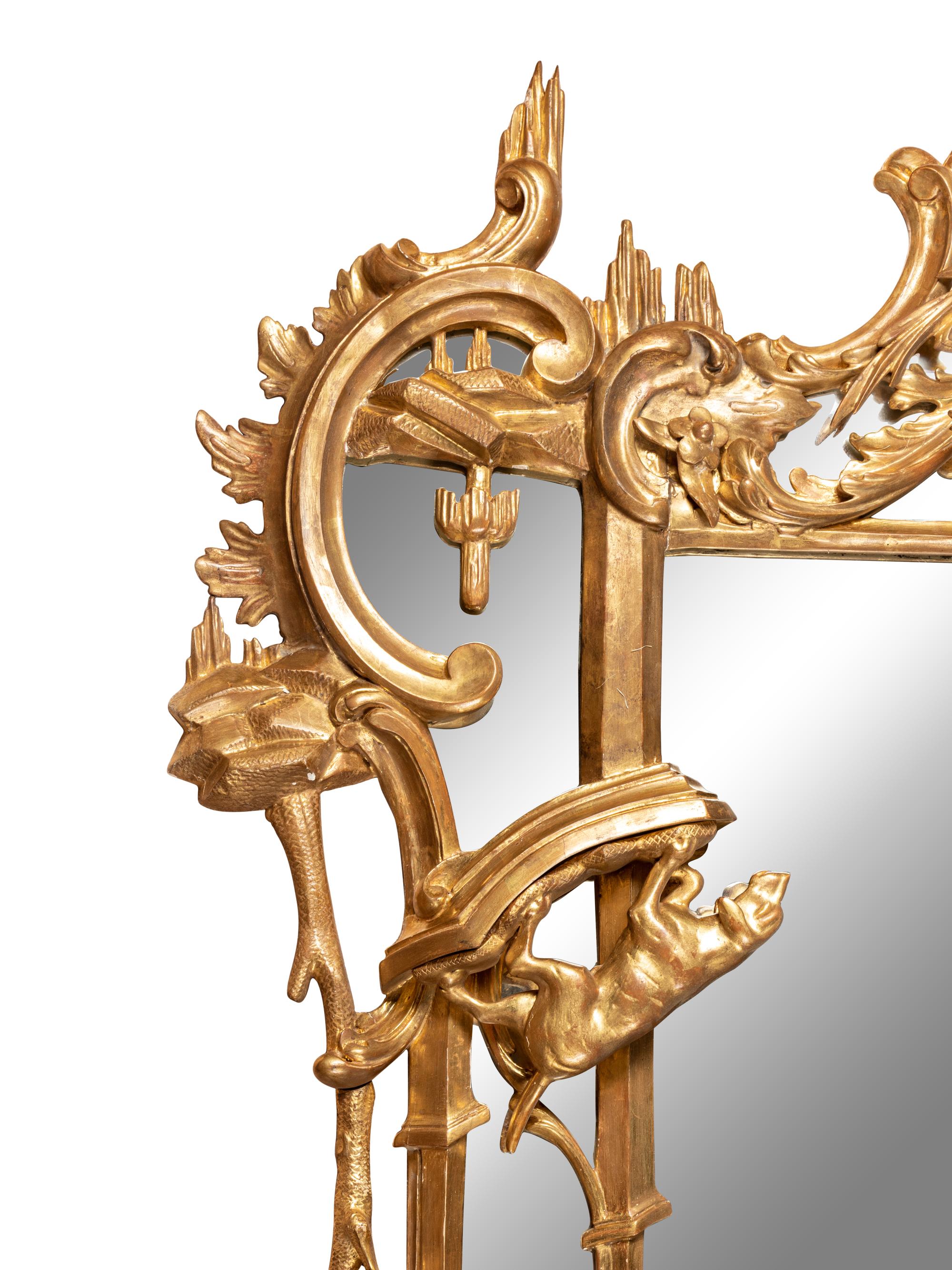 A Chinese Chippendale Giltwood Mirror