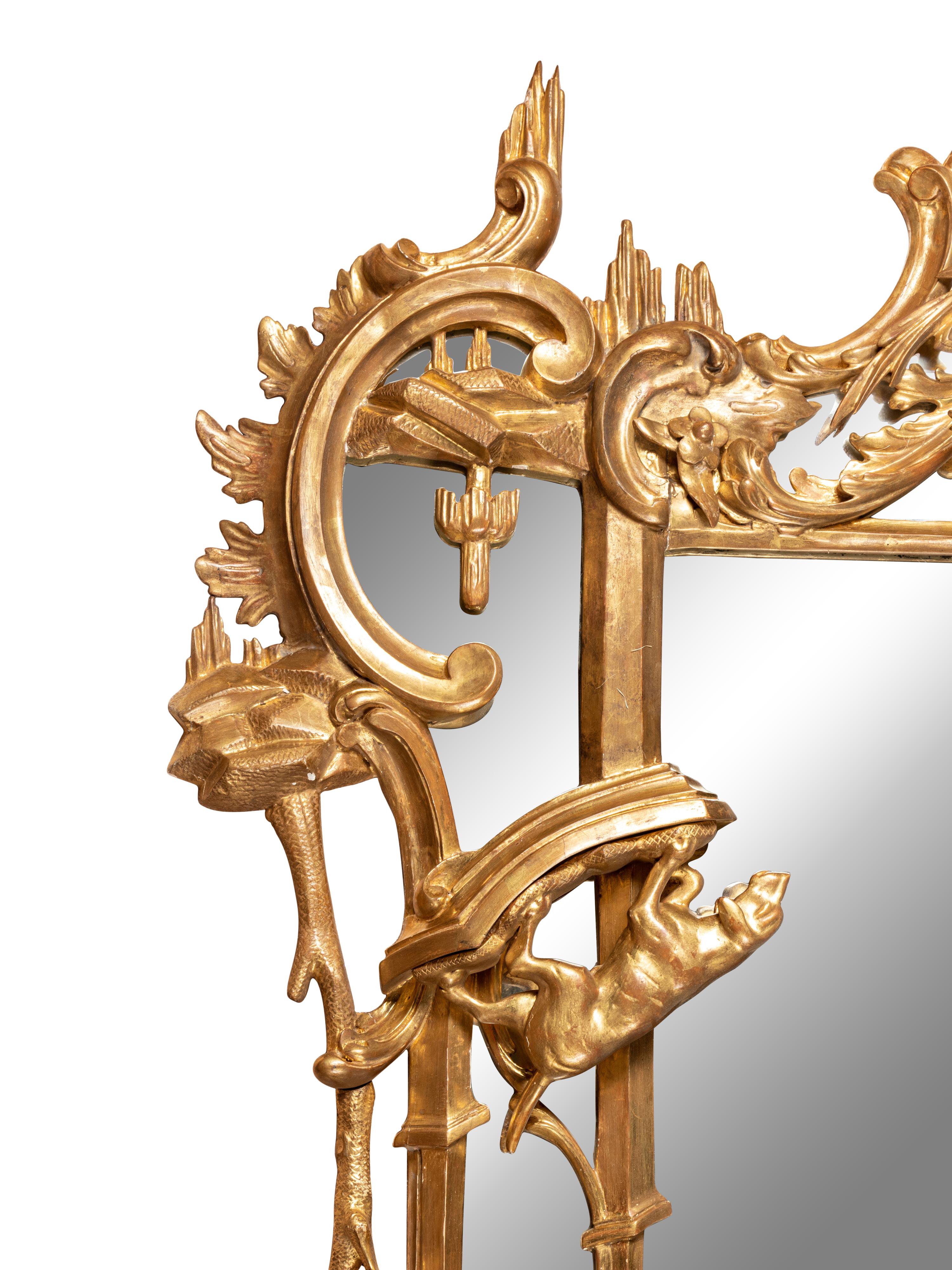 A Chinese Chippendale Giltwood Mirror