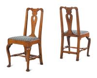 A Pair of Queen Anne Oak Side Chairs