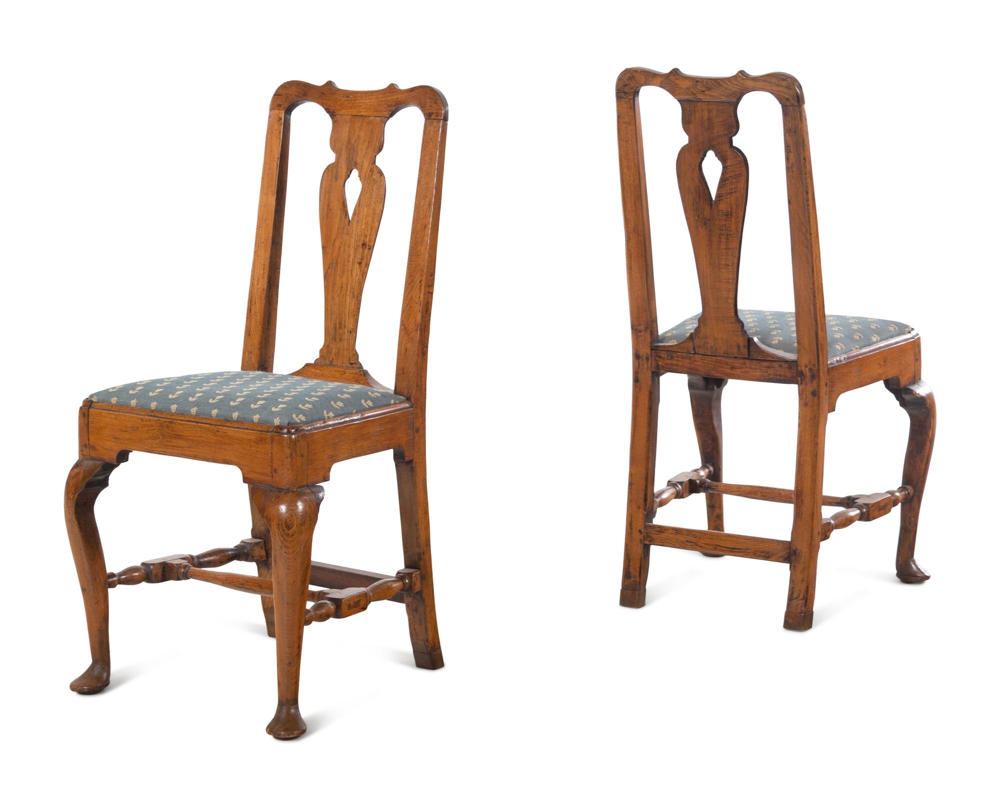 A Pair of Queen Anne Oak Side Chairs