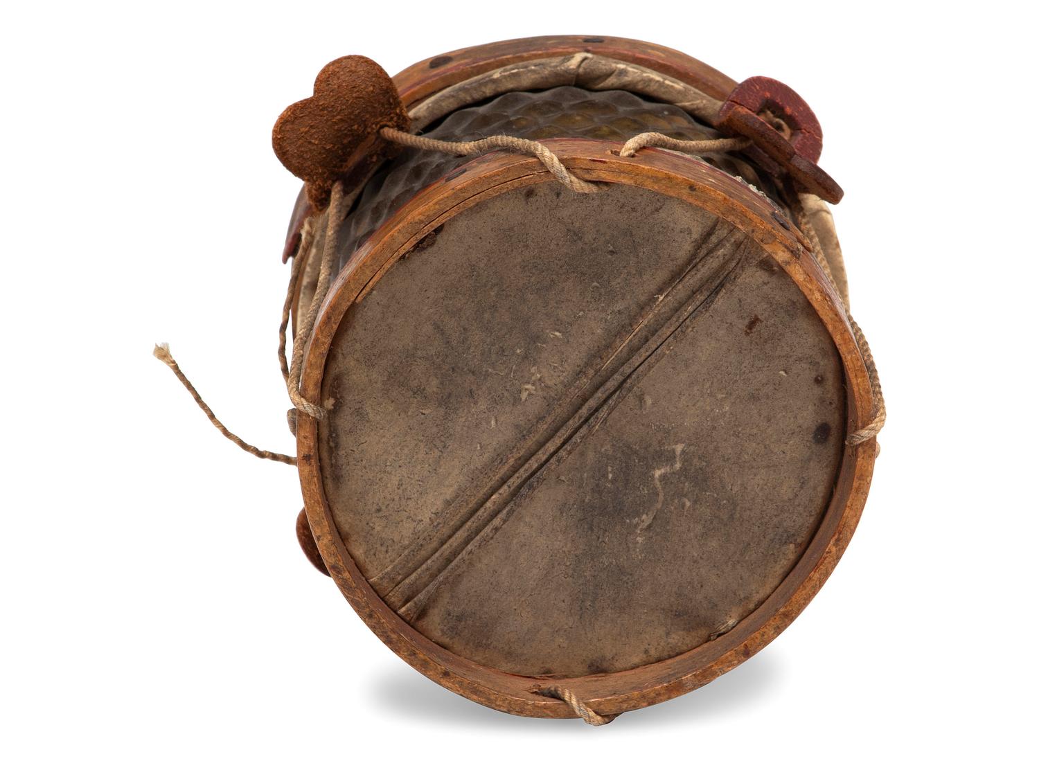 A Miniature Metal Mounted Snare Drum