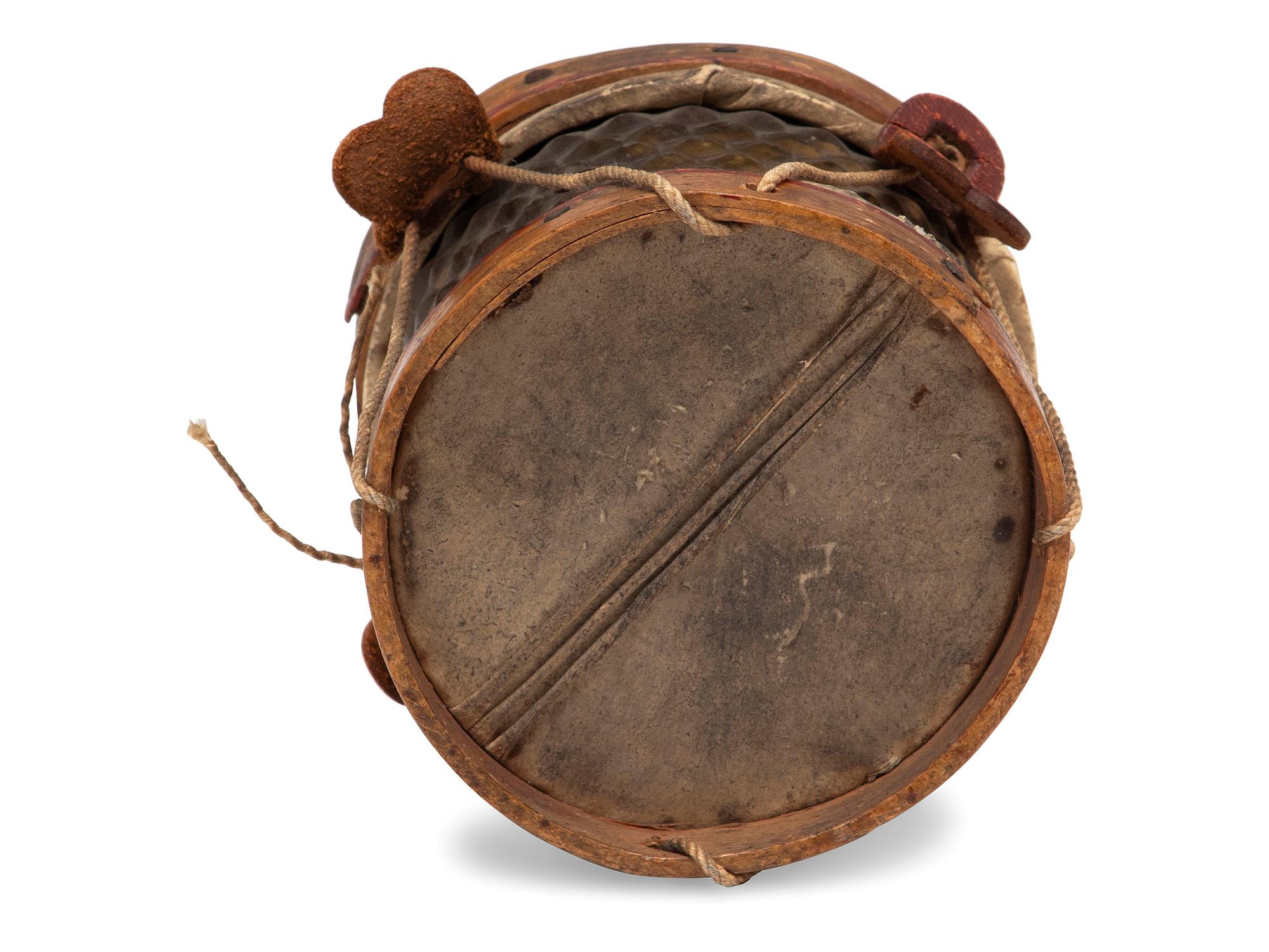 A Miniature Metal Mounted Snare Drum