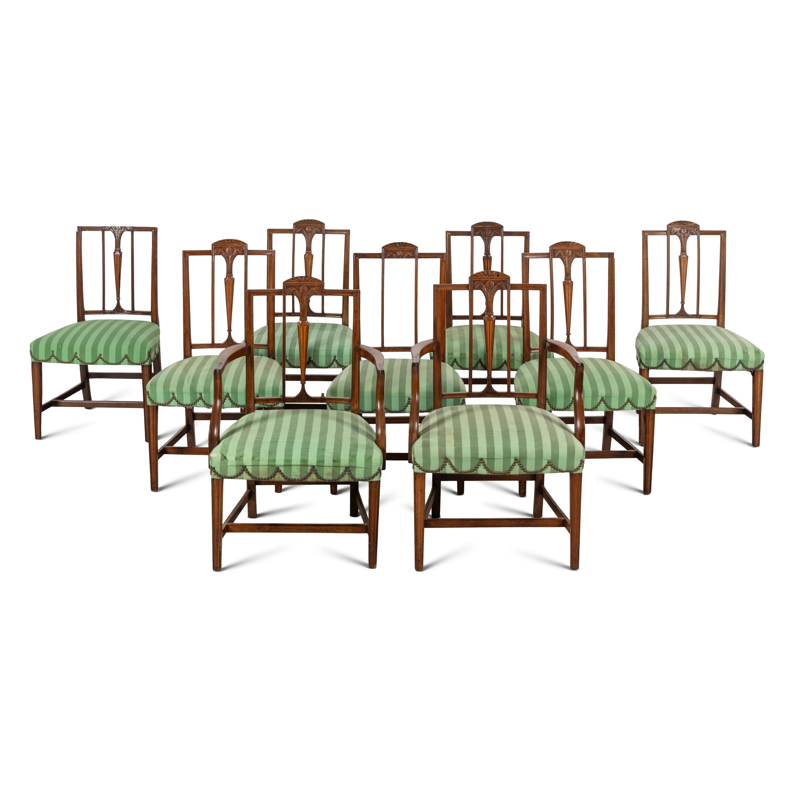 A Set of Nine George III Mahogany Dining Chairs