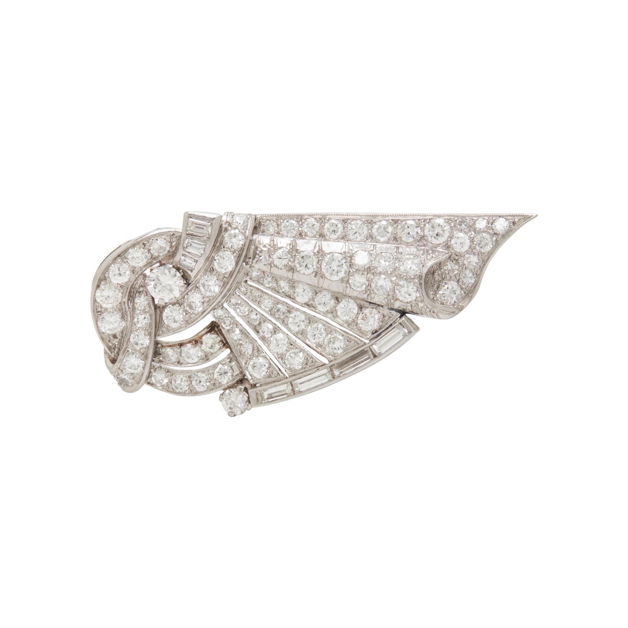 PLATINUM AND DIAMOND BROOCH