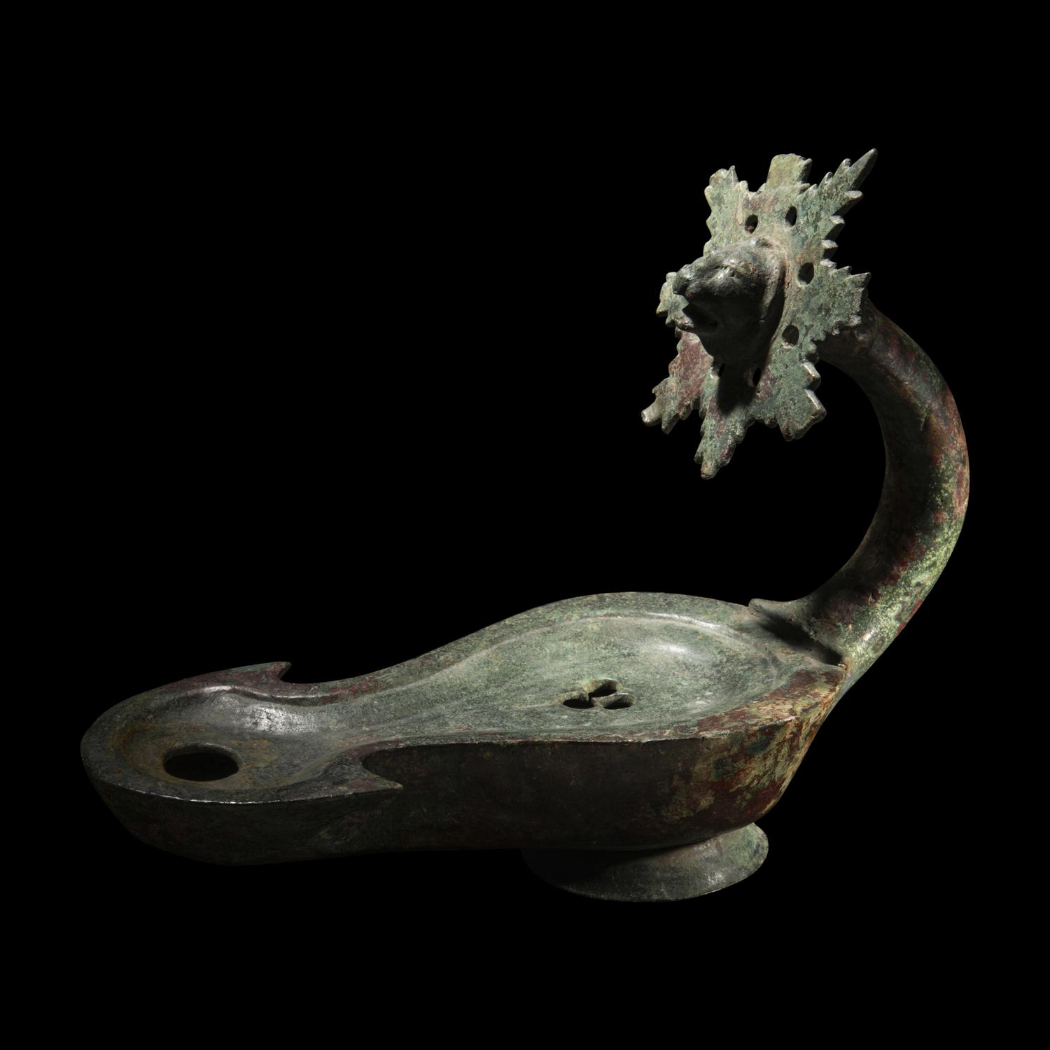 A Roman Bronze Oil Lamp