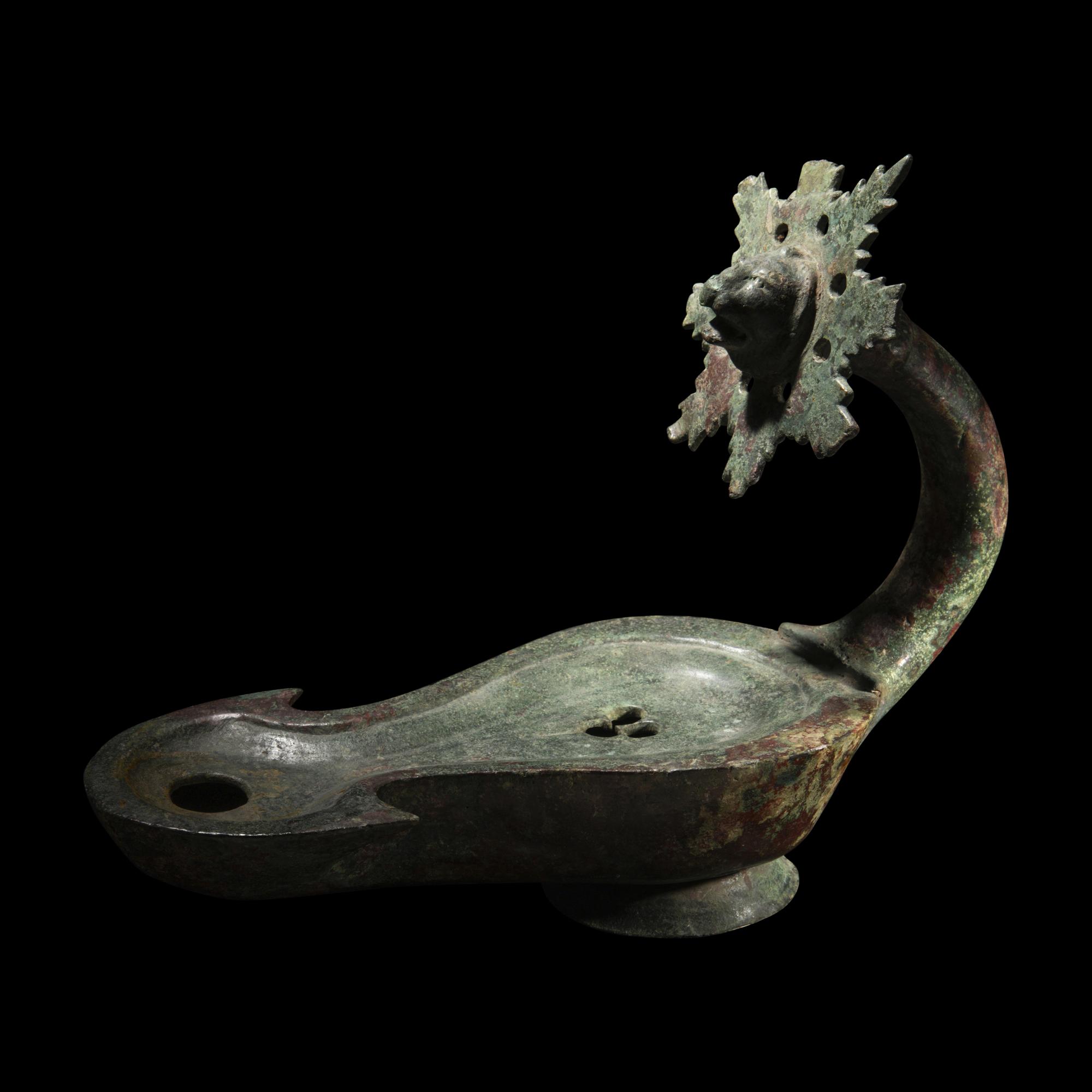 A Roman Bronze Oil Lamp