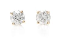 A Pair of Yellow Gold and Diamond Stud Earrings, 1.80 dwts.