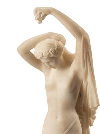A Pair of Italian Marble Figures of Ladies with Cherubs