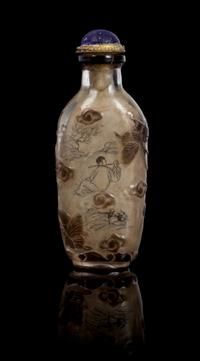 An Inside Painted Glass Snuff Bottle Height 3 3/8 inches.