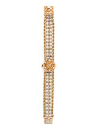A 14 Karat Yellow Gold, Diamond and Cultured Pearl Surprise Wristwatch, Honora,