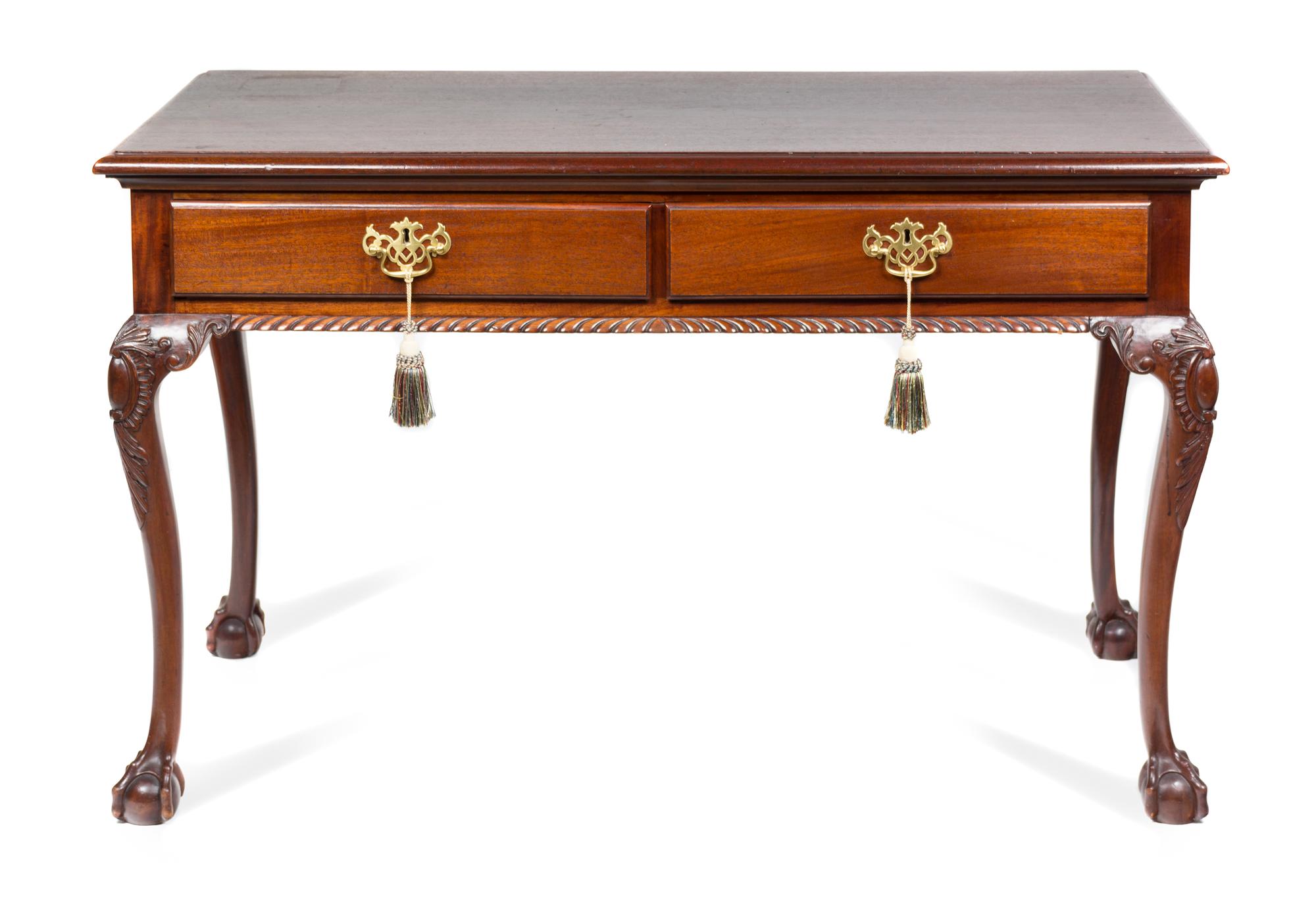 A Chippendale Style Mahogany Console Table Height 31 x width 48 x depth 22 1/2 inches. — LATE 19TH CENTURY