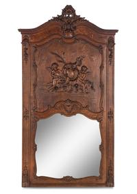 A French Carved Oak Trumeau Mirror