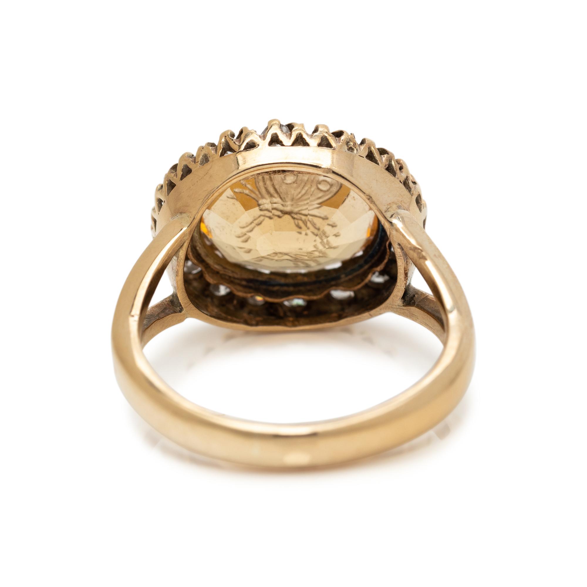 TOPAZ INTAGLIO AND DIAMOND RING