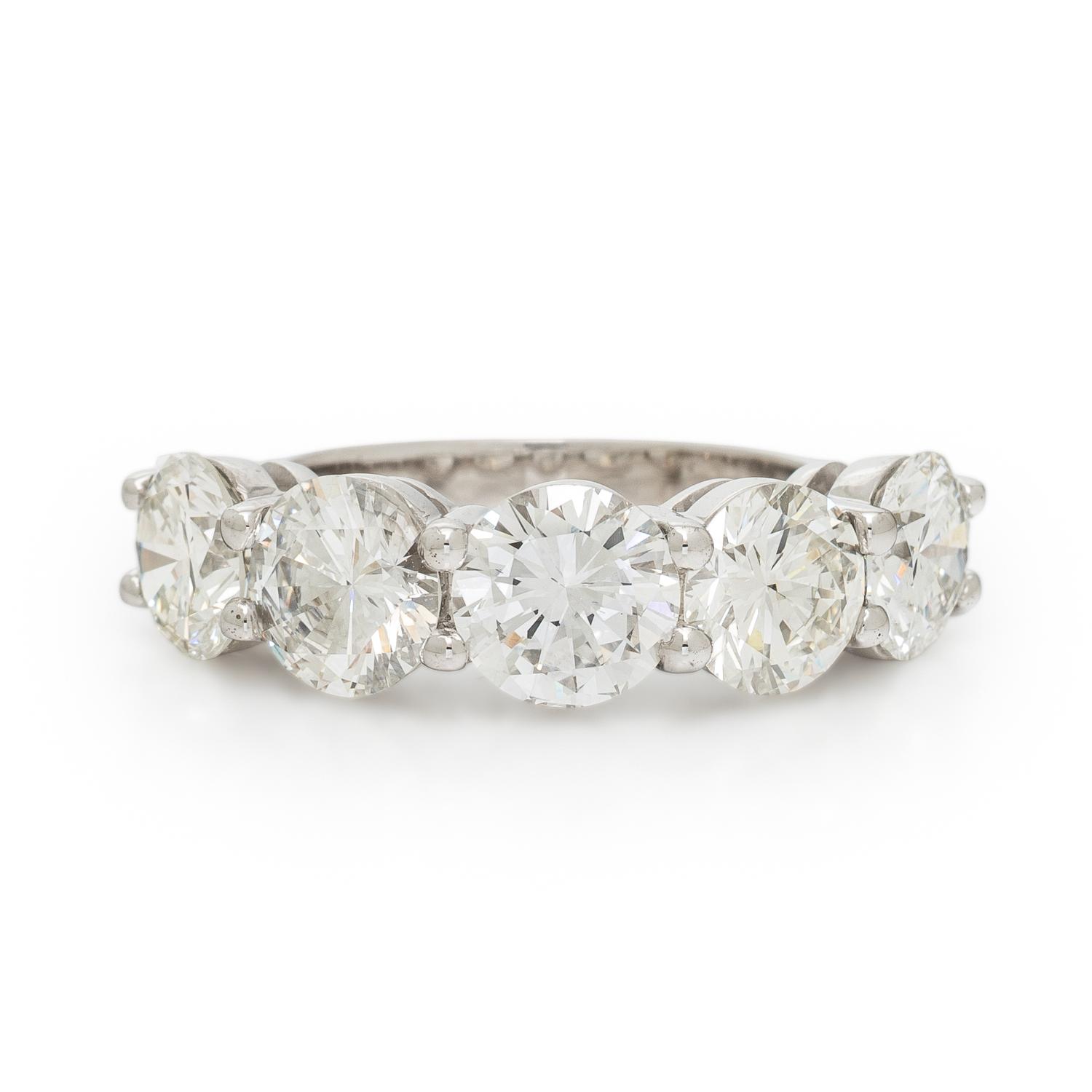 FIVE STONE DIAMOND AND PLATINUM RING