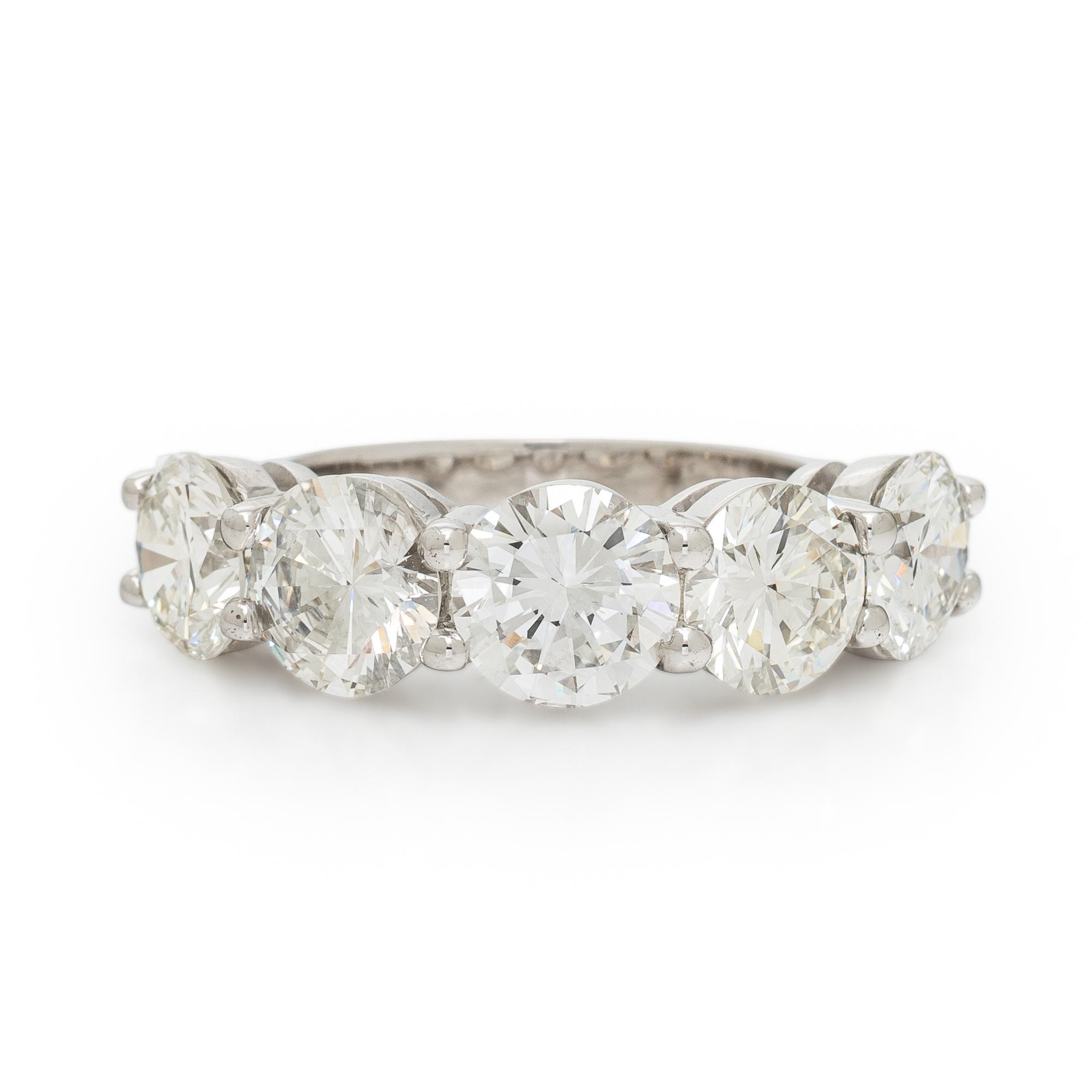 FIVE STONE DIAMOND AND PLATINUM RING