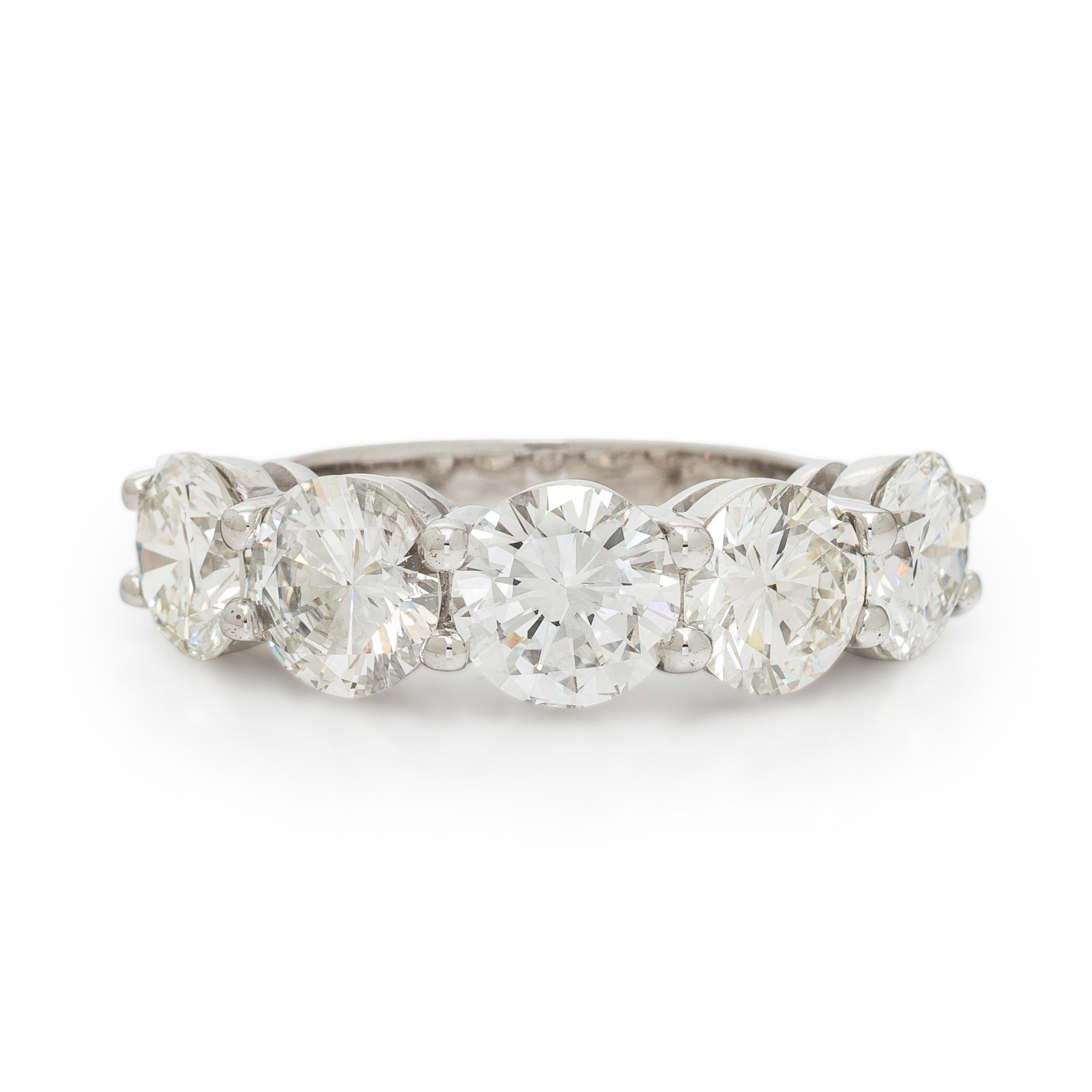 FIVE STONE DIAMOND AND PLATINUM RING