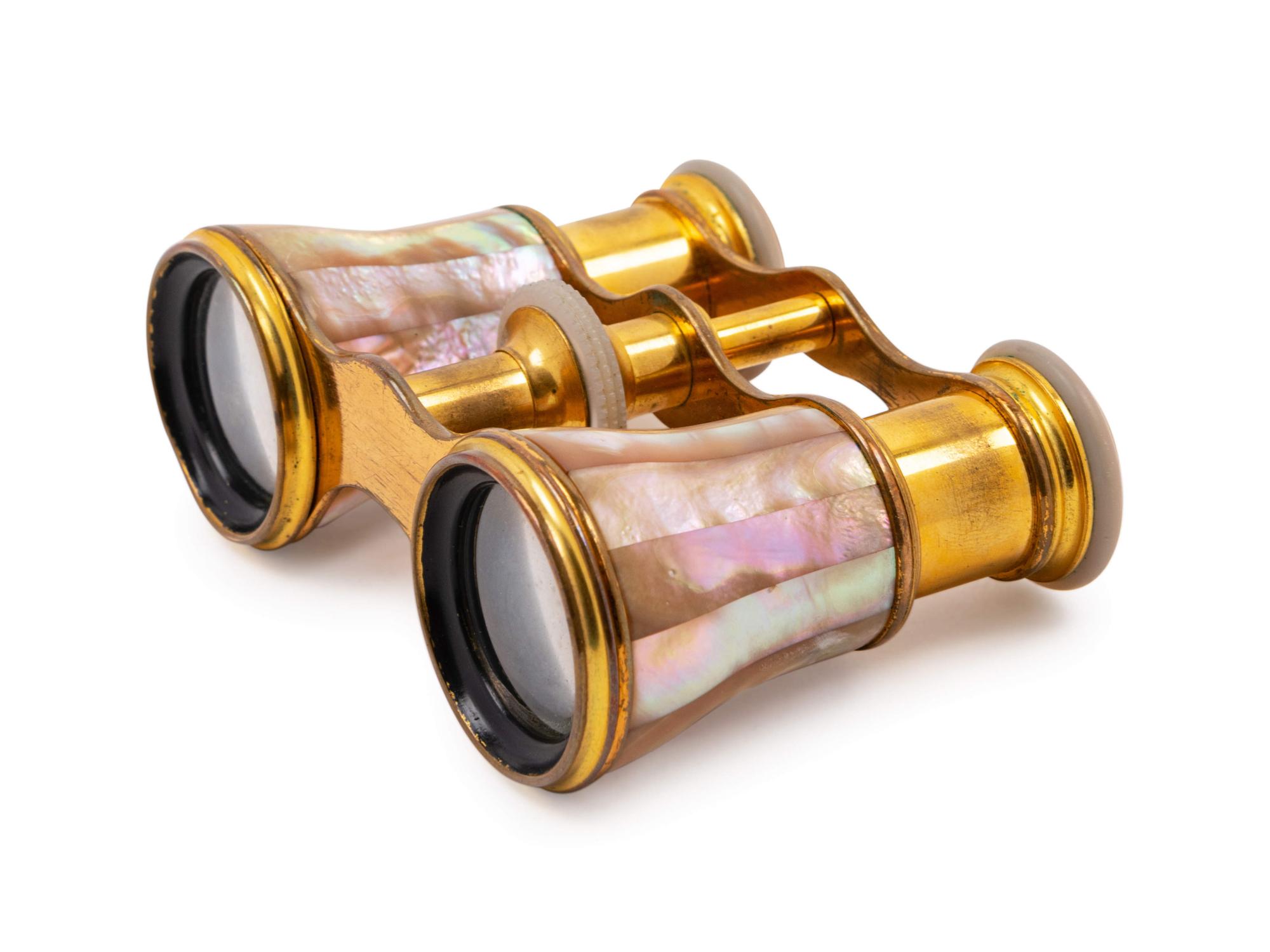 A Pair of French Abalone Veneered Opera Glasses
