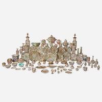 An extensive collection of eighty-six Chinese Export Rose Medallion and Rose Mandarin porcelain tablewares 19th / 20th century