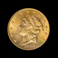 A United States 1860 Liberty Head $20 Gold Coin