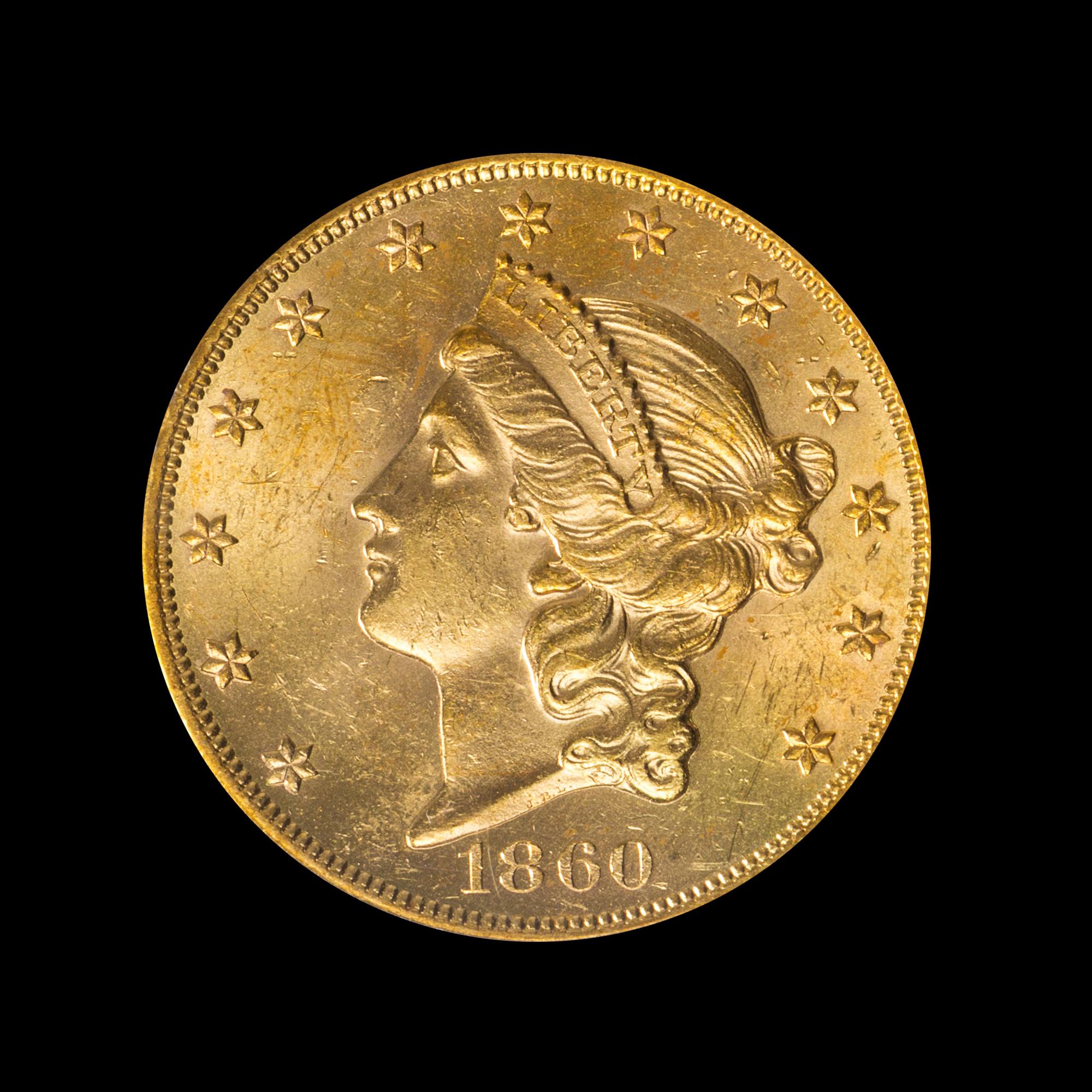 A United States 1860 Liberty Head $20 Gold Coin