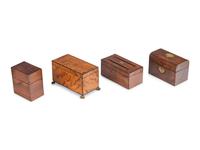 Three English Tea Caddies and a Letter Box
