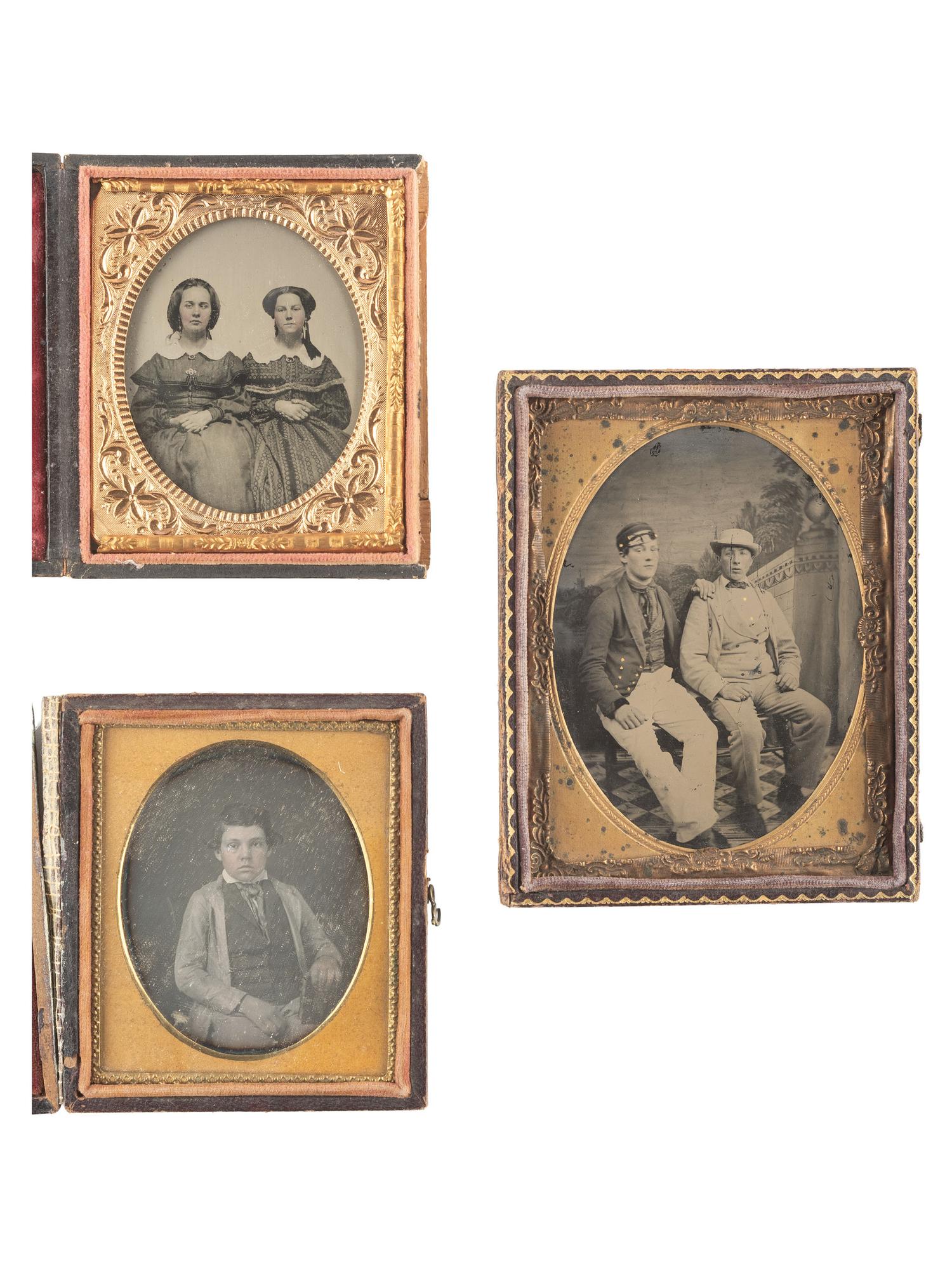 [EARLY PHOTOGRAPHY]. 16 daguerreotypes, ambrotypes, and tintypes of varying subjects.