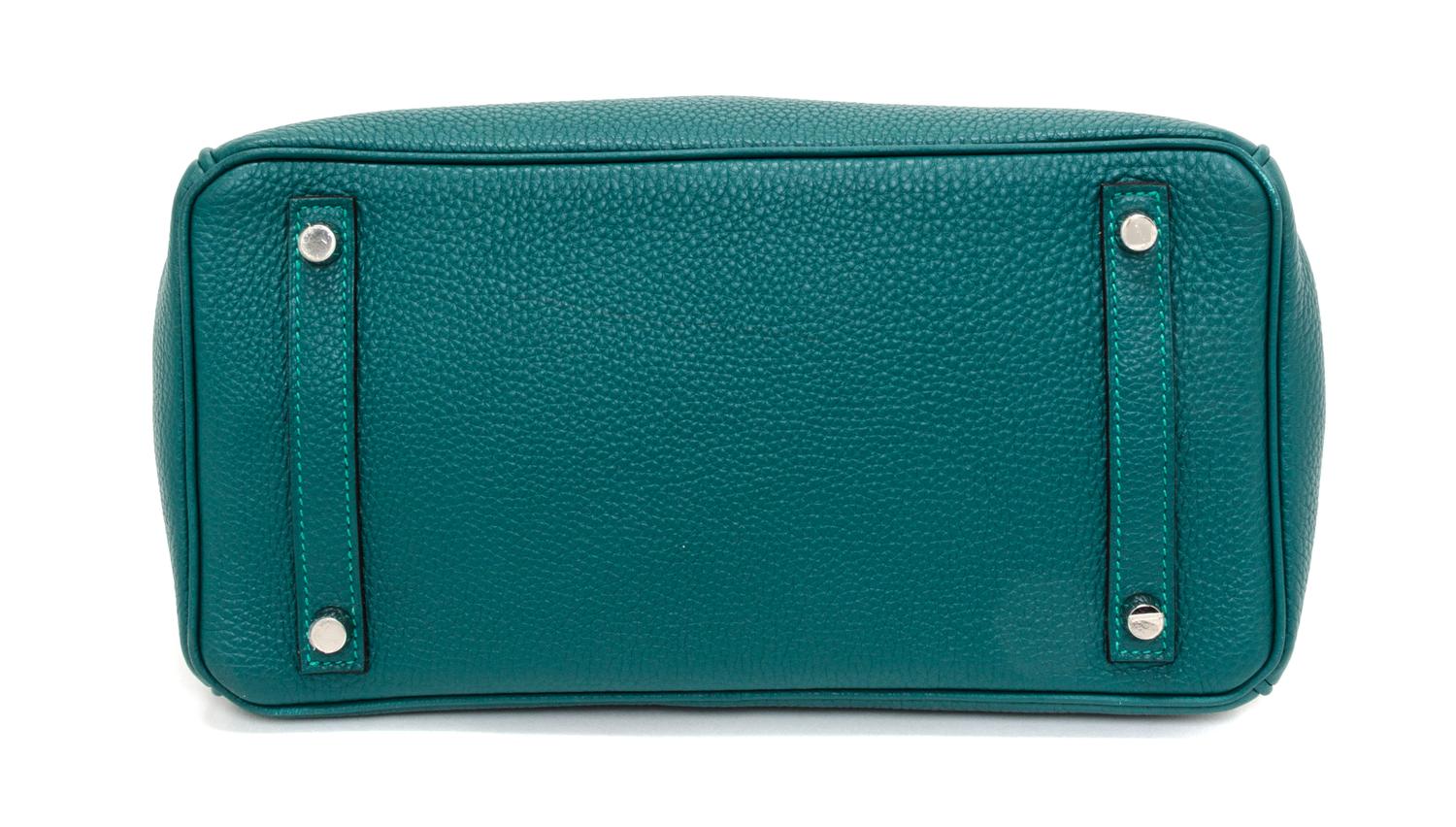 An Hermes Malachite Togo 30cm Birkin Handbag, 12" x 8.5" x 6".
