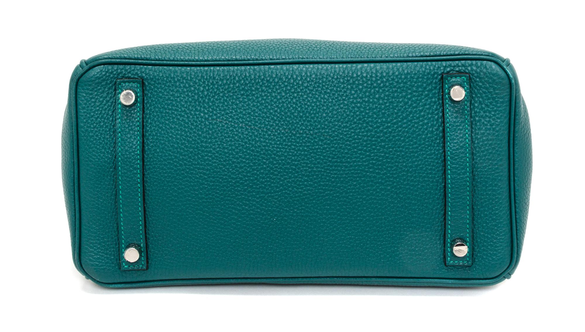 An Hermes Malachite Togo 30cm Birkin Handbag, 12" x 8.5" x 6".