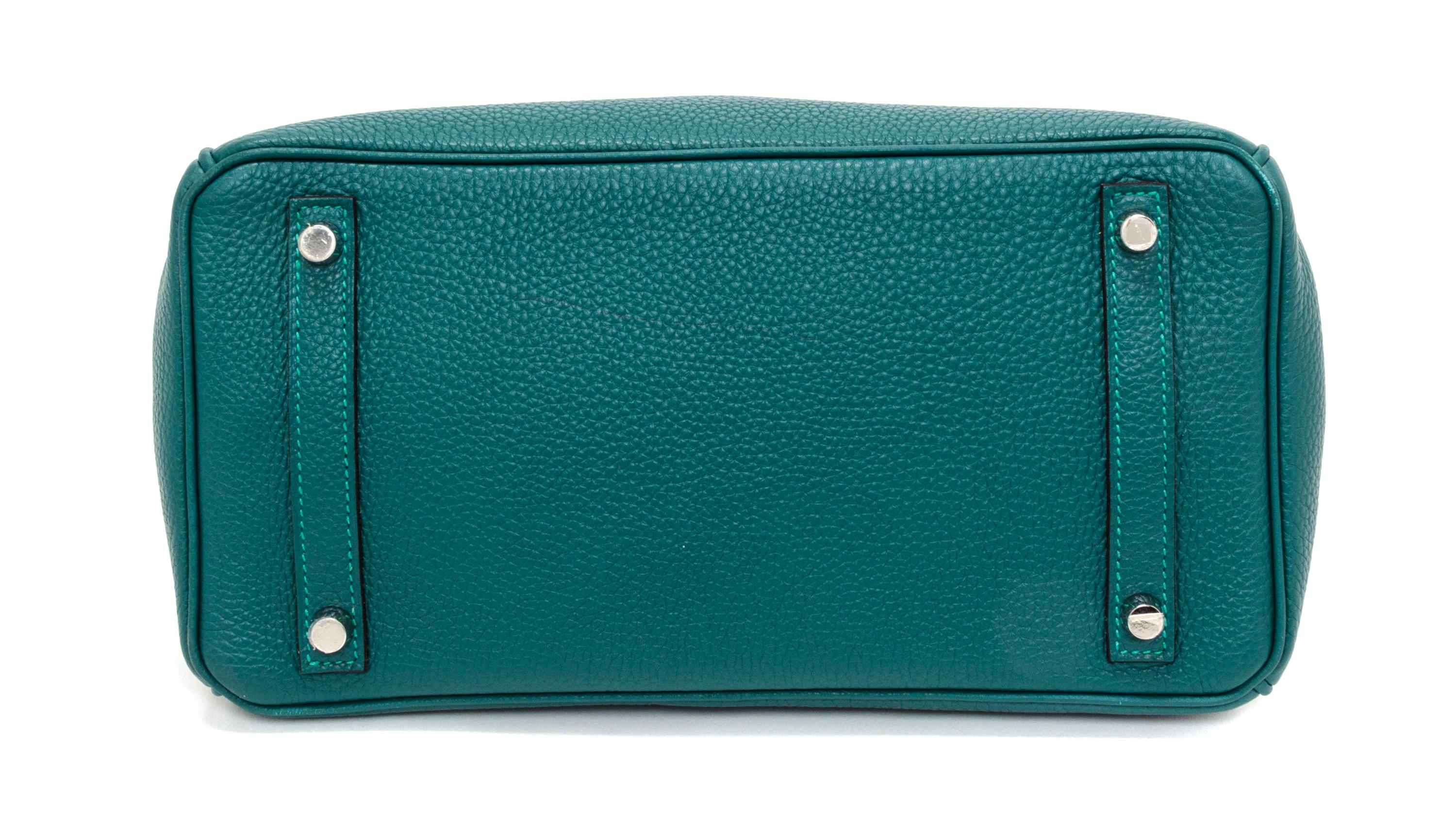 An Hermes Malachite Togo 30cm Birkin Handbag, 12" x 8.5" x 6".