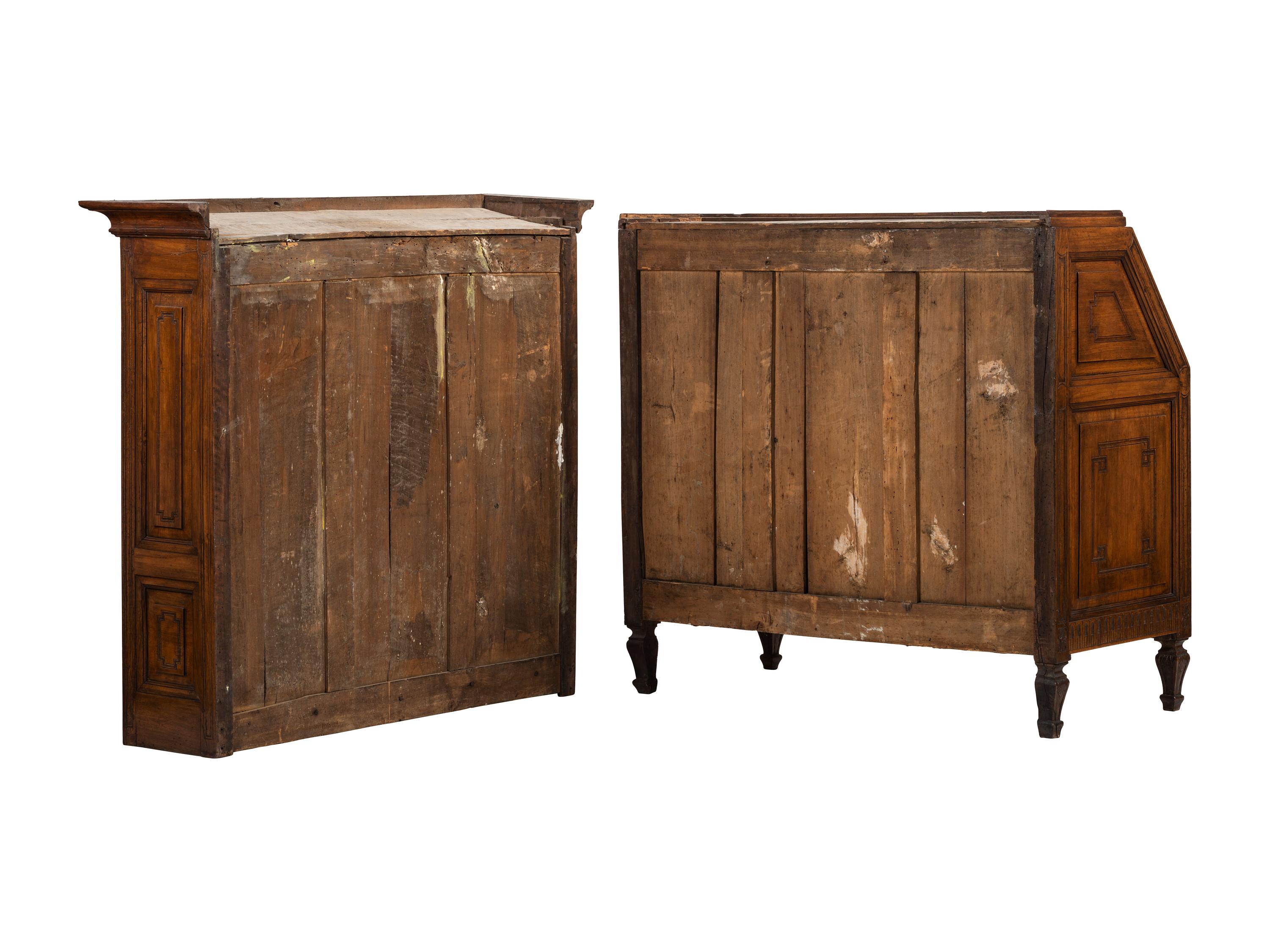 A Louis XVI Provincial Walnut Bureau Bookcase