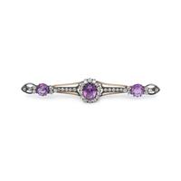 ANTIQUE, AMETHYST AND DIAMOND BROOCH