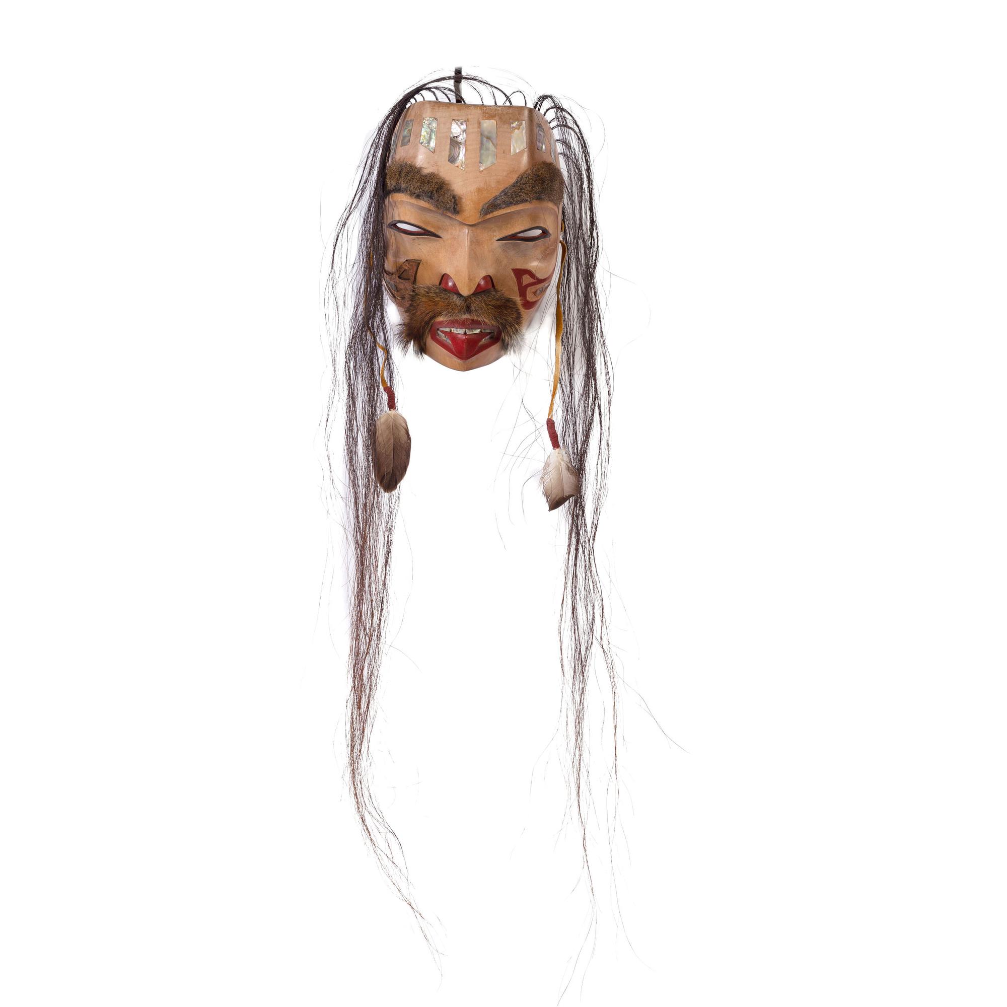 Carved and Painted Wooden Warrior Mask