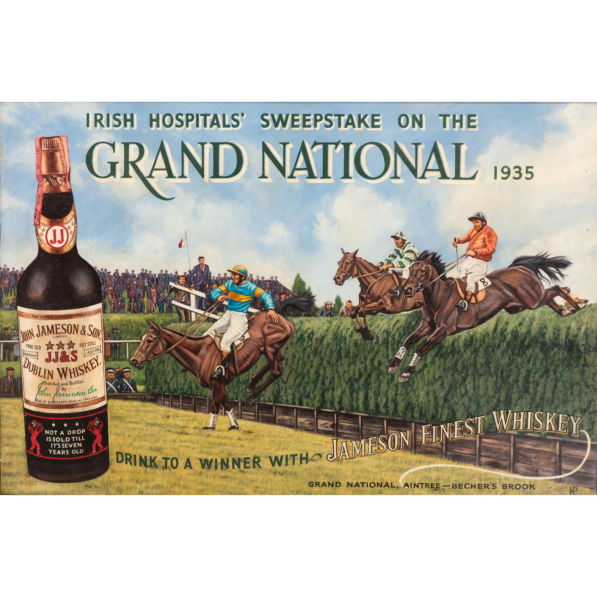 A Jameson Finest Whiskey Grand National Painted Advertisement