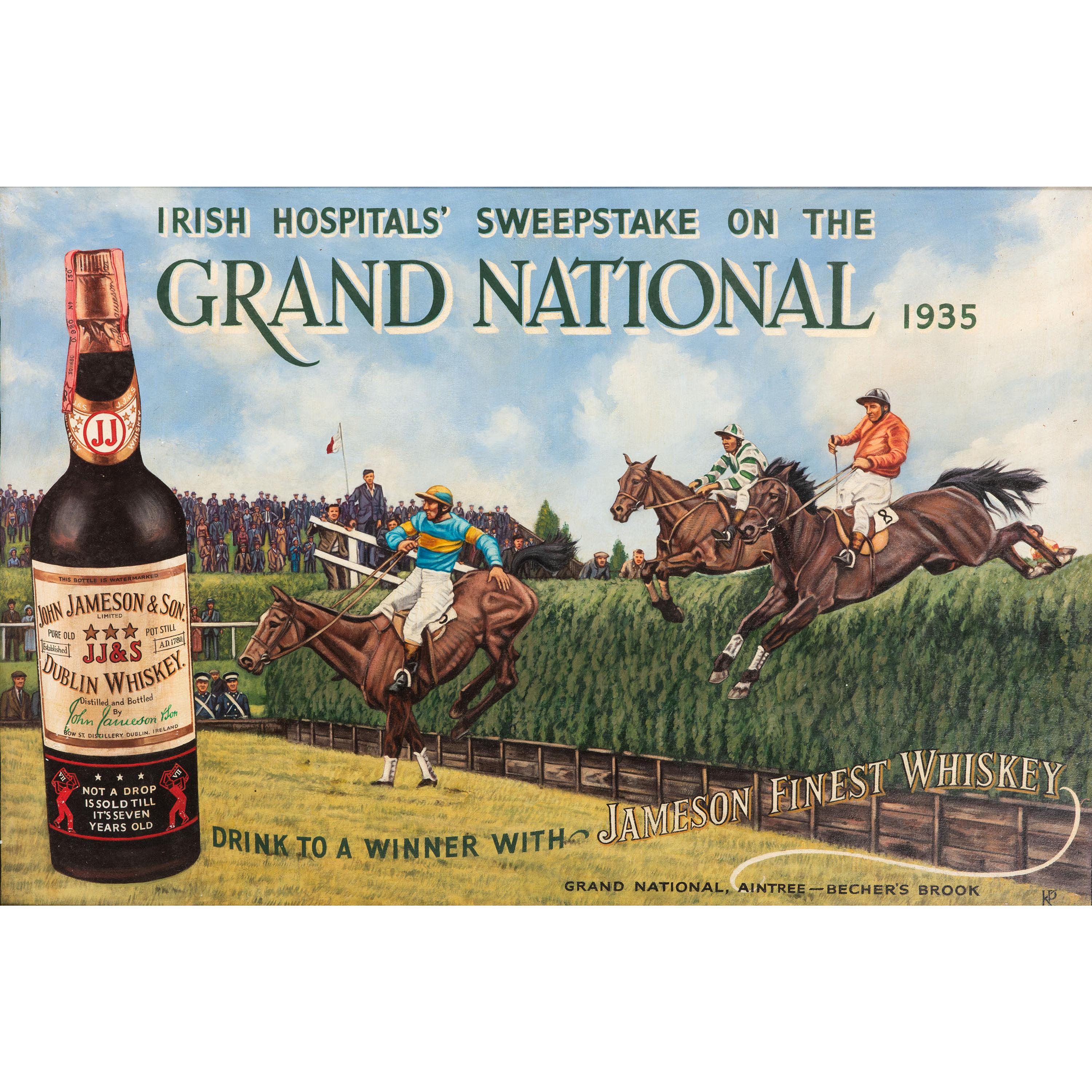 A Jameson Finest Whiskey Grand National Painted Advertisement