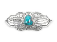 Stamped Sterling Silver and Turquoise Brooch