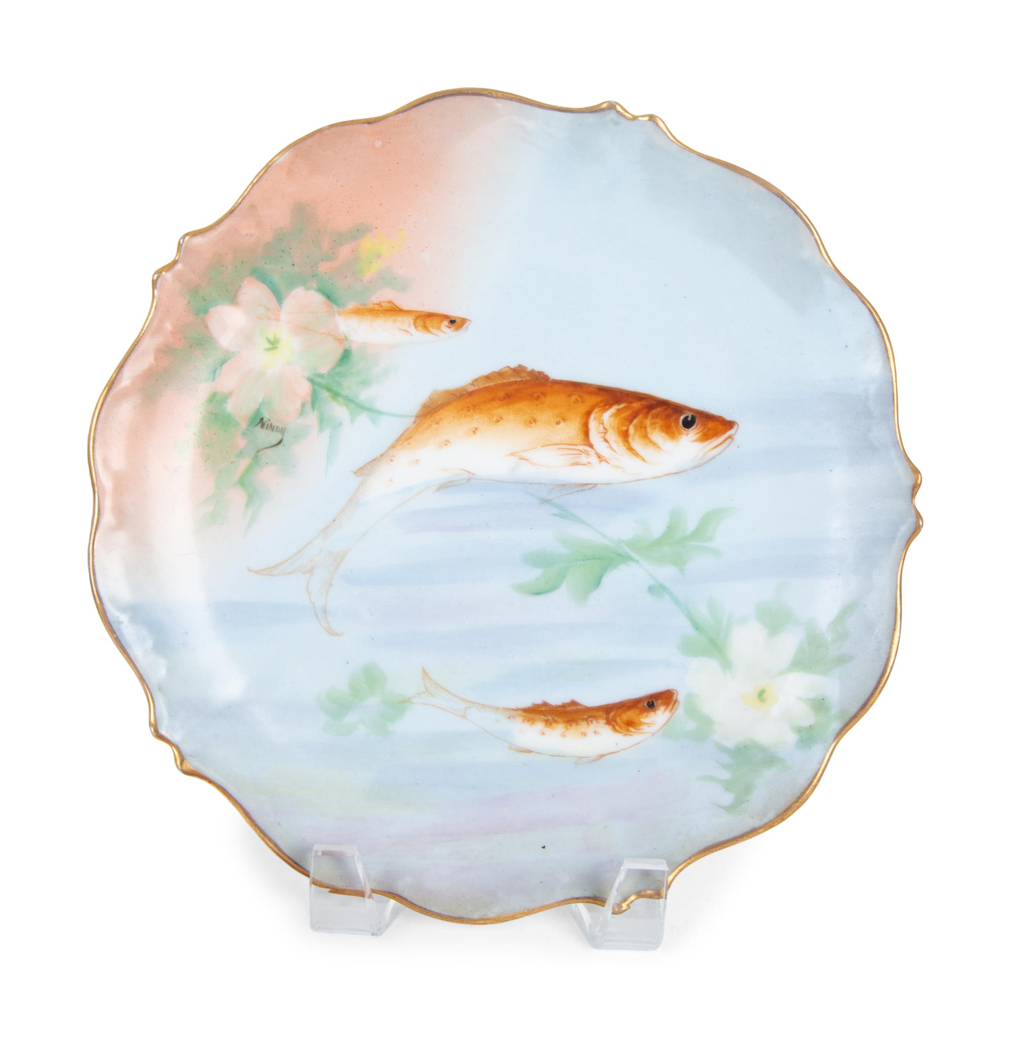 A Limoges Hand Painted Porcelain Fish Service — 19TH/20TH CENTURY