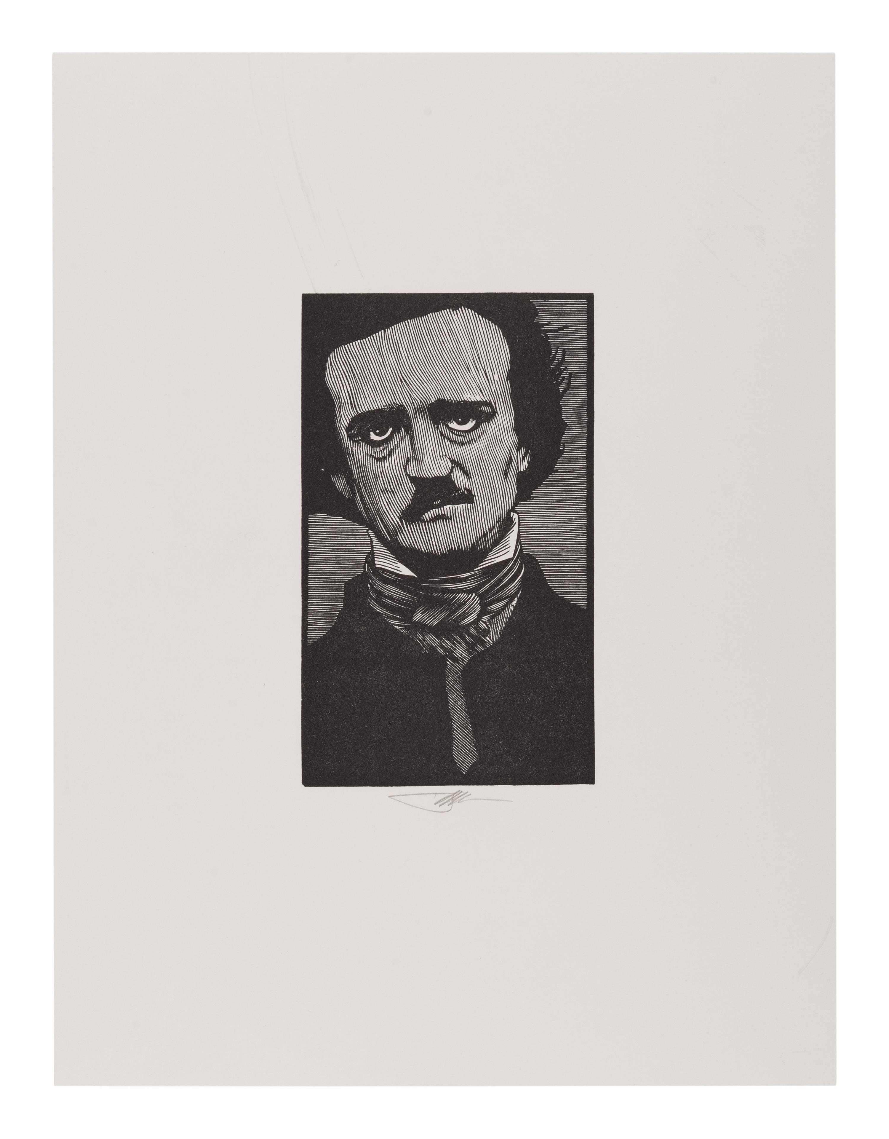[PORTRAITS—AUTHORS]. Group of 27 wood-engraved portraits of authors (including duplicates and proof variants) from various works or suites by Barry Moser, various sizes and papers, EACH SIGNED BY MOSER in pencil. Includes: Dante, Poe, Twain, Lewis Carroll, Stoker, Wilde, Melville, Baum, Mary Shelley, Stevenson and many others.