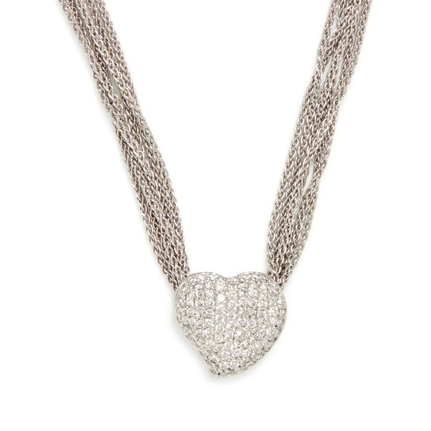 WHITE GOLD AND DIAMOND HEART NECKLACE