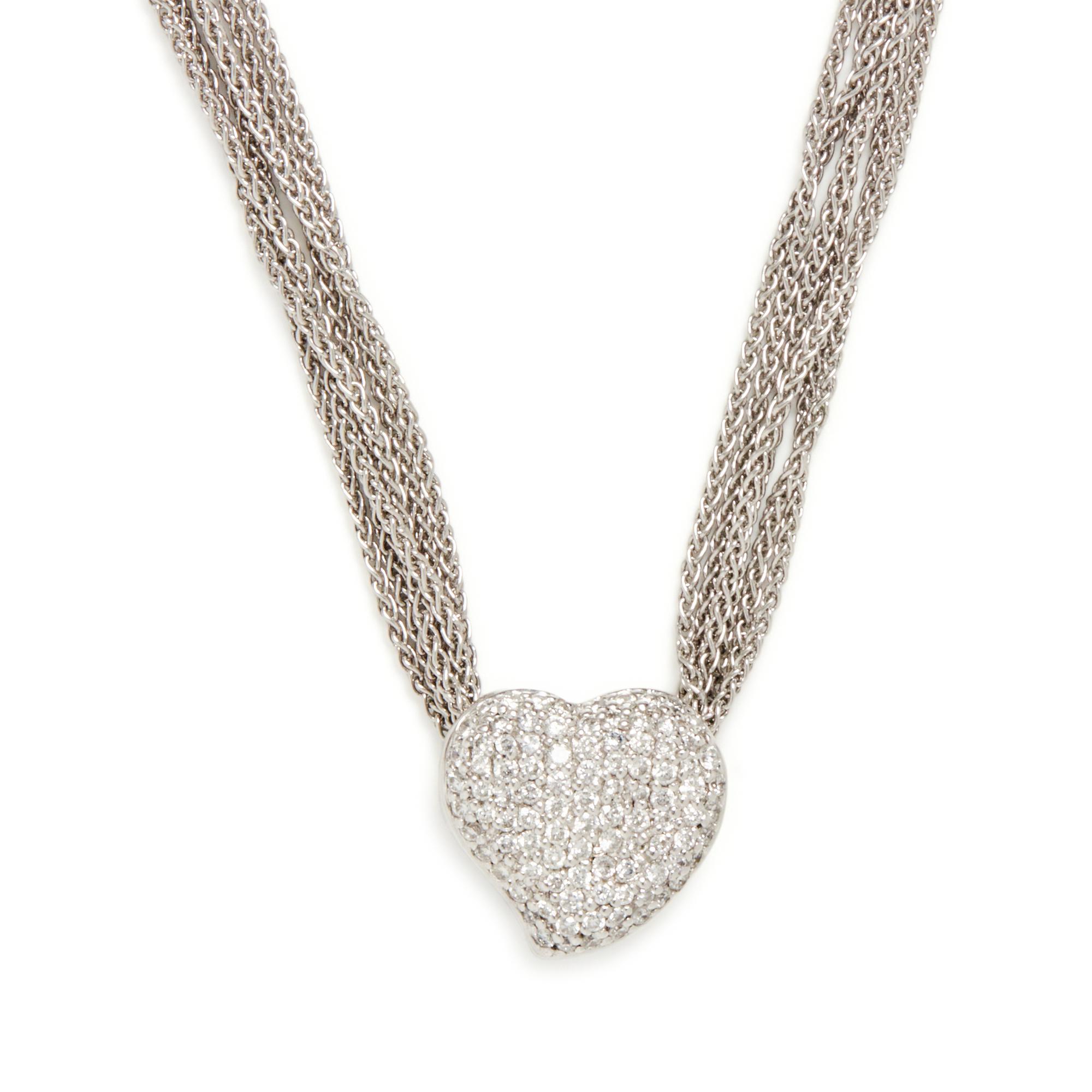 WHITE GOLD AND DIAMOND HEART NECKLACE