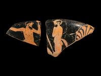 Two Attic Red-Figured Cup Fragments with Satyrs