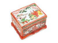 A Chinese Red, Green and Yellow Glazed Porcelain Rectangular Covered Box