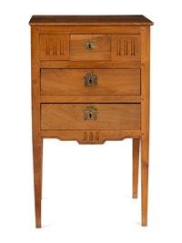 A French Neoclassical Fruitwood Marble-Top Small Commode